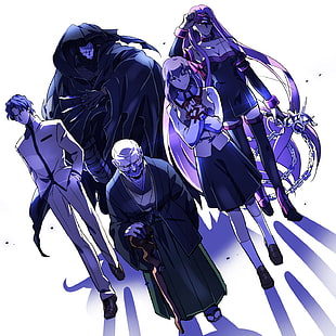 five anime characters, Fate Series, Fate/Stay Night, Rider (Fate/Stay Night), Matou Sakura