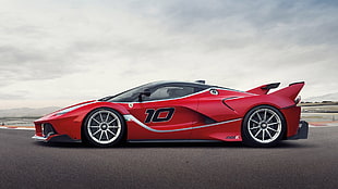red sports car, Ferrari FXXK, Ferrari, car, vehicle
