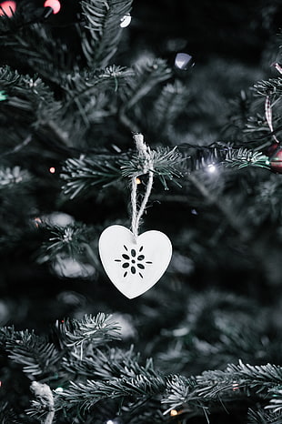 white heart ornament, Christmas decorations, New year, Christmas HD wallpaper