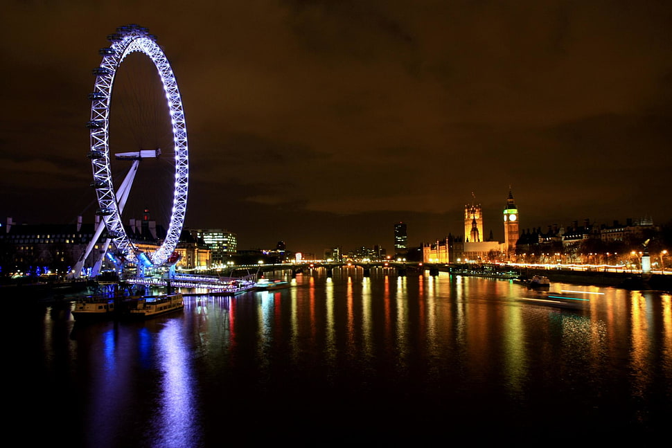 London Eye cityscape, westminster bridge HD wallpaper