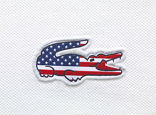 white blue and red Lacoste patch HD wallpaper