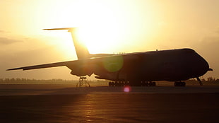 silhouette photo of airliner, military aircraft, airplane, jets, silhouette HD wallpaper
