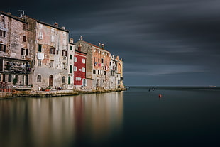 red and beige concrete building, Croatia, sky, town, water HD wallpaper