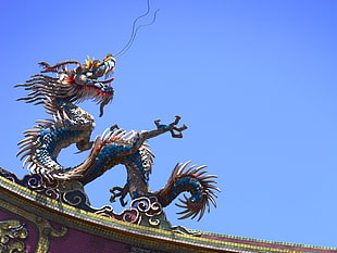 blue dragon statue HD wallpaper