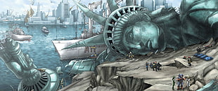 Statue of Liberty cartoon wallpaper, artwork, superhero, Statue of Liberty, X-Men HD wallpaper