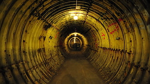 drainage, circle, symmetry, yellow, tunnel