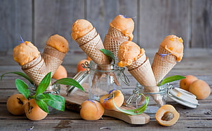 peach ice cream, food, ice cream