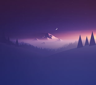 mountain during nighttime HD wallpaper