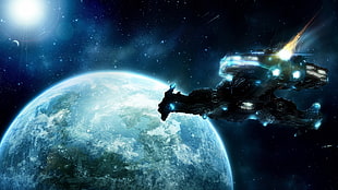 Starcraft Yamato digital wallpaper, space, digital art, spaceship, planet
