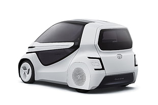 white and black Toyota electric car HD wallpaper