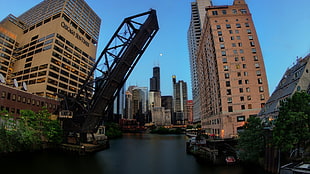 black metal bridge, cityscape, building, bridge, Chicago HD wallpaper