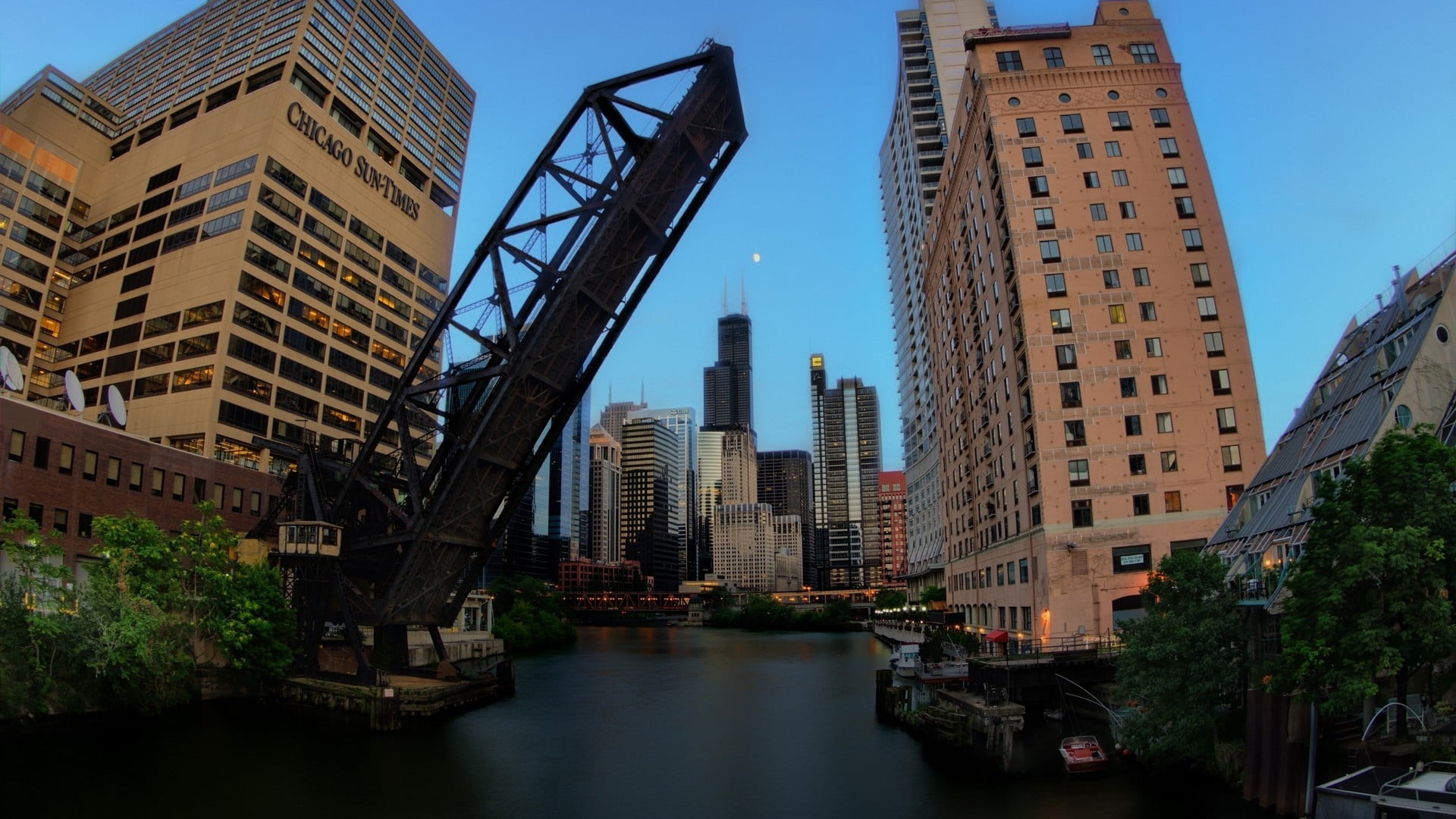 black metal bridge, cityscape, building, bridge, Chicago