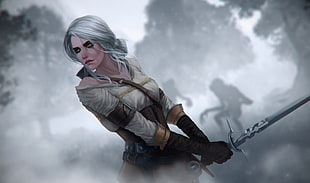 female game character holding sword HD wallpaper