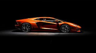 red sports car, car, Lamborghini Aventador