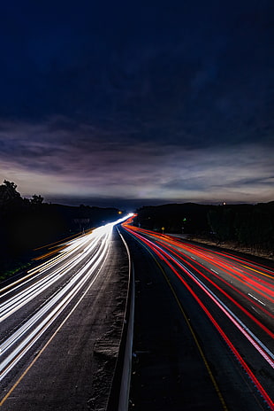 time lapse of highway