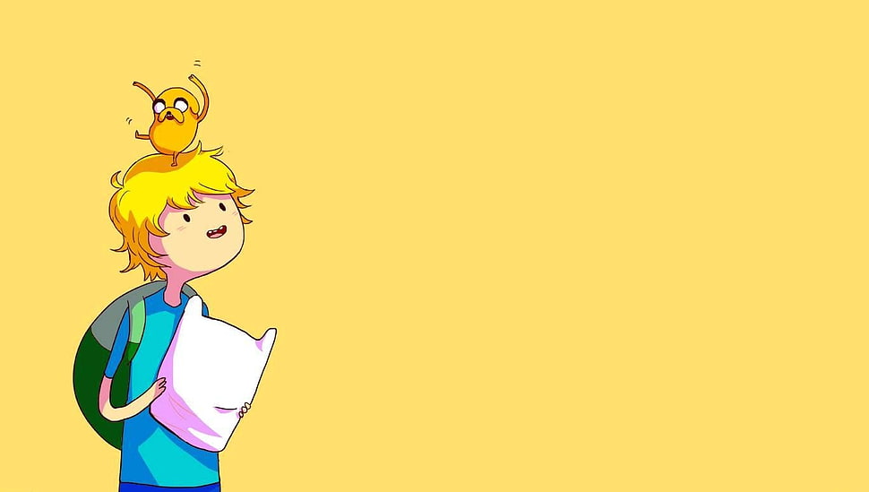 yellow haired cartoon character illustration, Adventure Time, Jake the Dog, Finn the Human, fan art HD wallpaper