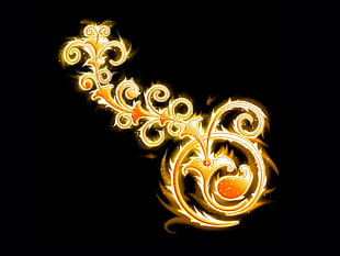 gold-colored floral digital wallpaper
