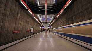 white bricked floor, train, train station, Germany, subway