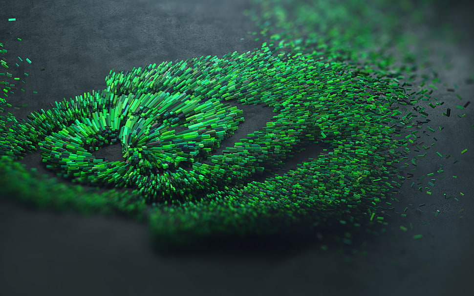 green and black leaf plant, Nvidia, green, logo HD wallpaper
