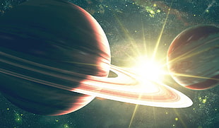 Neptune and Saturn illustration HD wallpaper