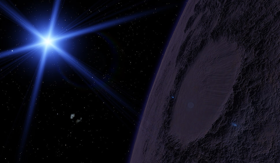moon near star on galaxy HD wallpaper