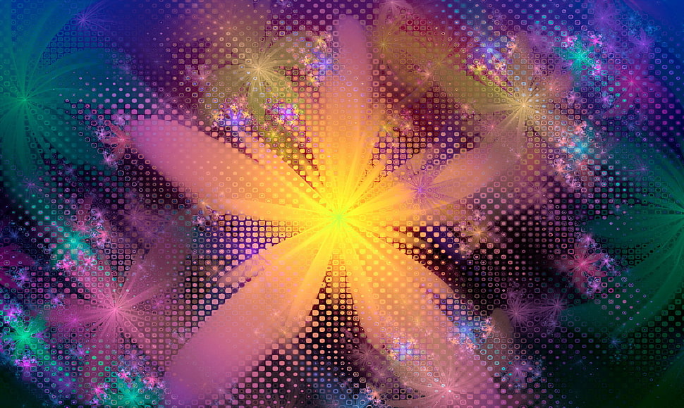 pink and multicolored flower 3D wallpaper HD wallpaper