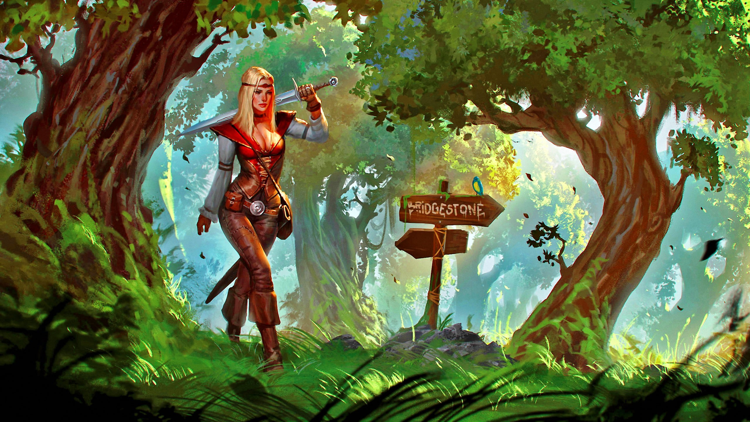 female game character wallpaper, fantasy art, forest HD wallpaper.