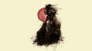 black samurai illustration HD wallpaper