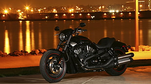 black cruiser motorcycle, Harley Davidson, motorcycle, Harley-Davidson VRSCD Night Rod, cruiser