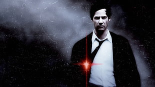 men's black suit jacket and white dress shirt, movies, Keanu Reeves, Constantine, actor HD wallpaper