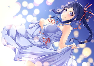 blue haired female anime character, Love Live!, Love Live! Sunshine, blue eyes, blue hair HD wallpaper
