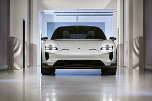 white car, Porsche Mission E Cross Turismo, Geneva Motor Show, 2018