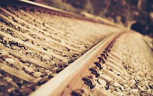 brown train track, railway HD wallpaper