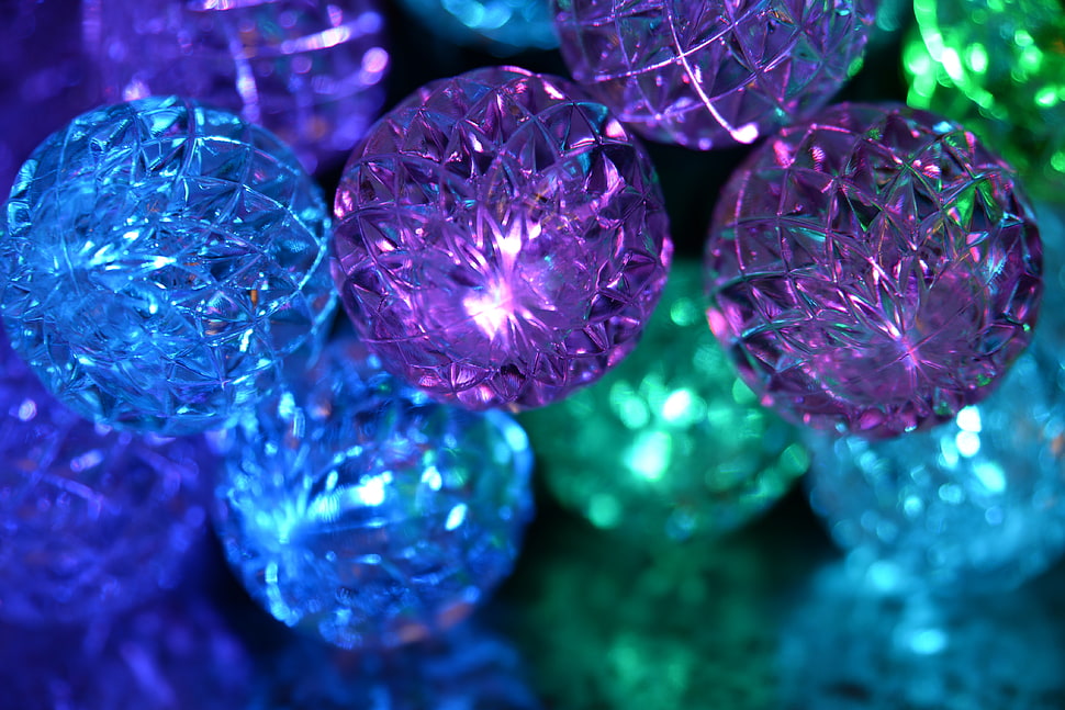 round purple and blue lights HD wallpaper