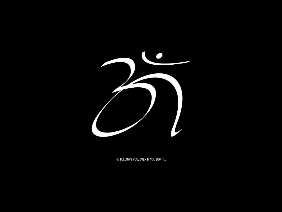 white text on black background, Om HD wallpaper