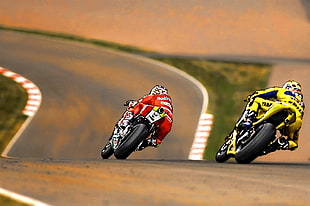 two motocross racers HD wallpaper