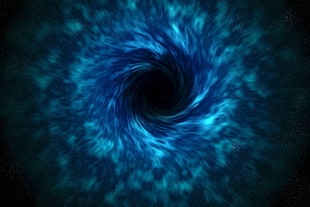 blue spiral illustration, space, black holes, stars