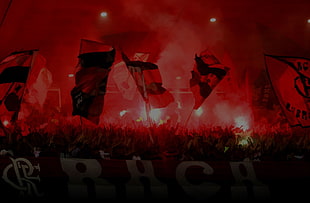 black and red flag, Flamengo, Torcida, Rio de Janeiro, soccer