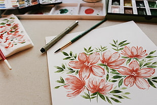 painting of red flowers