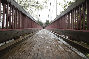 gray wooden bridge photo, bragg creek