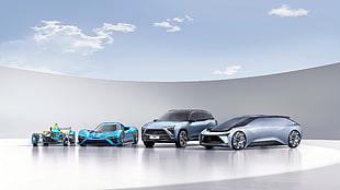 four assorted modern vehicles HD wallpaper