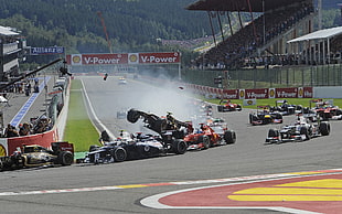 Formula 1 cars, car, Formula 1, race tracks, crash