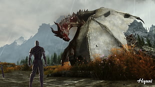 dragon digital wallpaper, The Elder Scrolls V: Skyrim, dragon, Tamriel