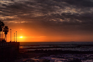 landscape photograph of sea, sunset, Spain HD wallpaper