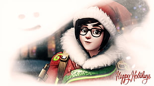 Happy Holiday poster, Mei (Overwatch), Overwatch, Christmas