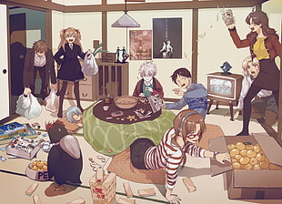 purple and white ceramic dinnerware set, Neon Genesis Evangelion, Ayanami Rei, Katsuragi Misato, Asuka Langley Soryu HD wallpaper