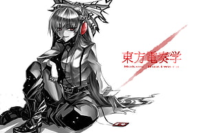 female anime character digital wallpaper, Touhou, Fujiwara no Mokou, polychrome, headphones HD wallpaper