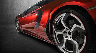 red car, Lamborghini Aventador, car