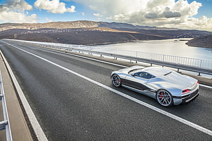 silver sports car on black top road