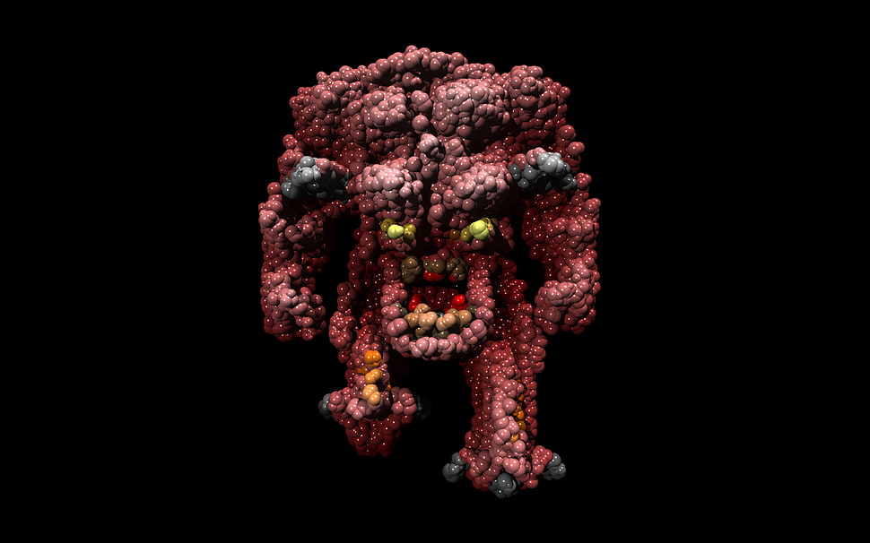 red and black monster character, Doom (game), pinky demon, CGI HD wallpaper